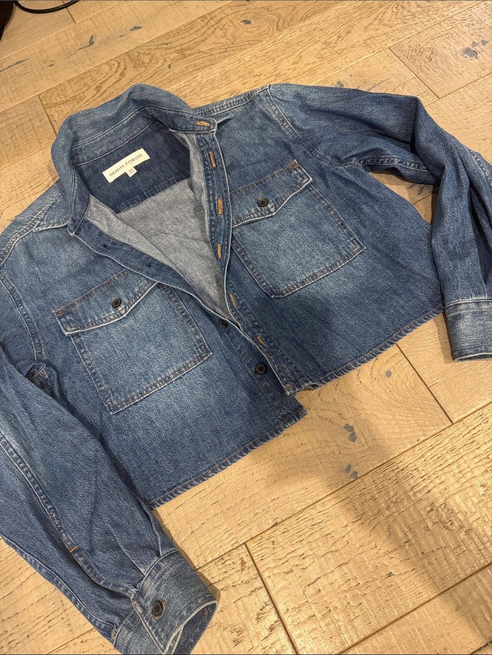 Denim Forum Cropped Blue Jean shirt Jacket